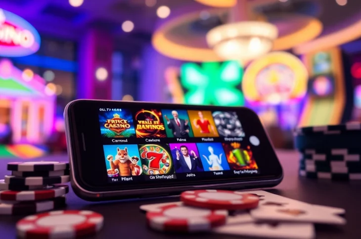 Showcase the best Casino App highlighting engaging games on a smartphone screen.