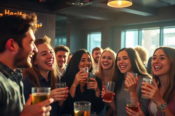 Guests dancing and socializing at an afterwork party berlin, showcasing a vibrant and lively atmosphere.