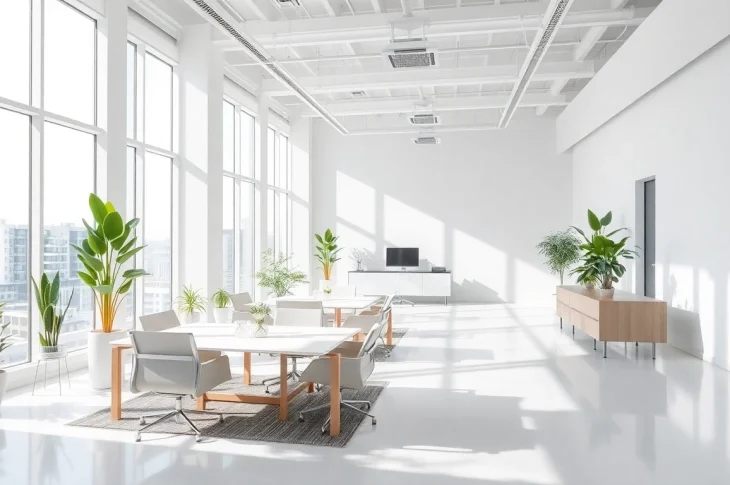 Professional cleaning service in Jacksonville showcasing a spotless office environment, emphasizing cleanliness.
