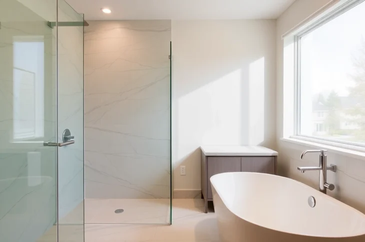 Skilled bathroom remodel contractors renovating a stylish, modern bathroom space.