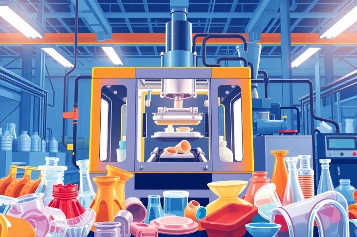 Blow molding machine efficiently producing high-quality plastic products in a modern industrial factory.