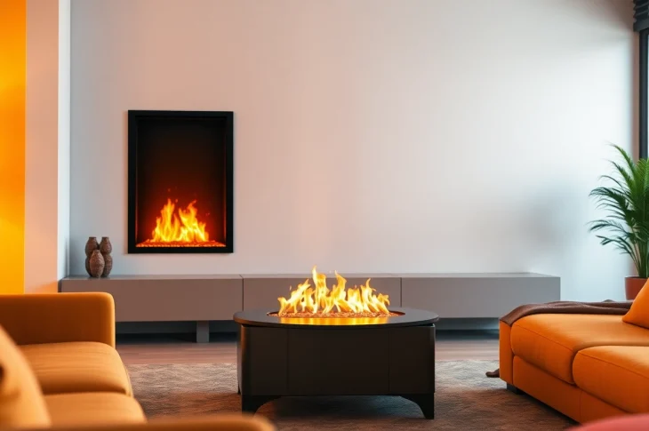 Stunning water vapor fireplace creates a safe, flame-like ambiance with realistic mist effects, enhancing cozy living spaces.