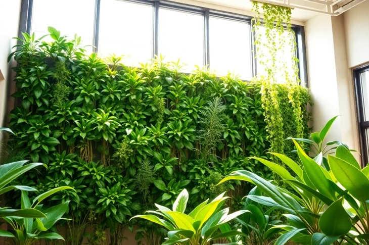 Enhance your space with vertikale Gärten featuring vibrant greens and dynamic textures.